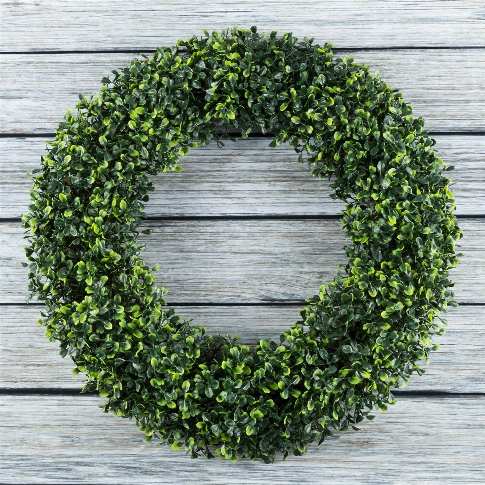 Pure Garden 19 Inch Boxwood Wreath Indoor Outdoor Artificial Plant