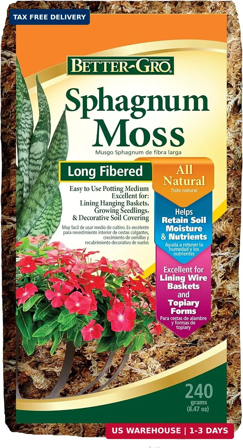 Better-Gro Sphagnum Moss – 100% Natural, Long-Fiber Moss for Orchids, Ferns, and