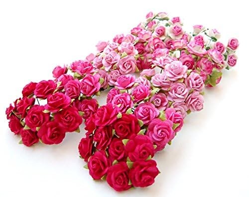 Assorted 100 Tiny Pink Rose Mulberry Flower Artificial Craft Scrapbook Valent…