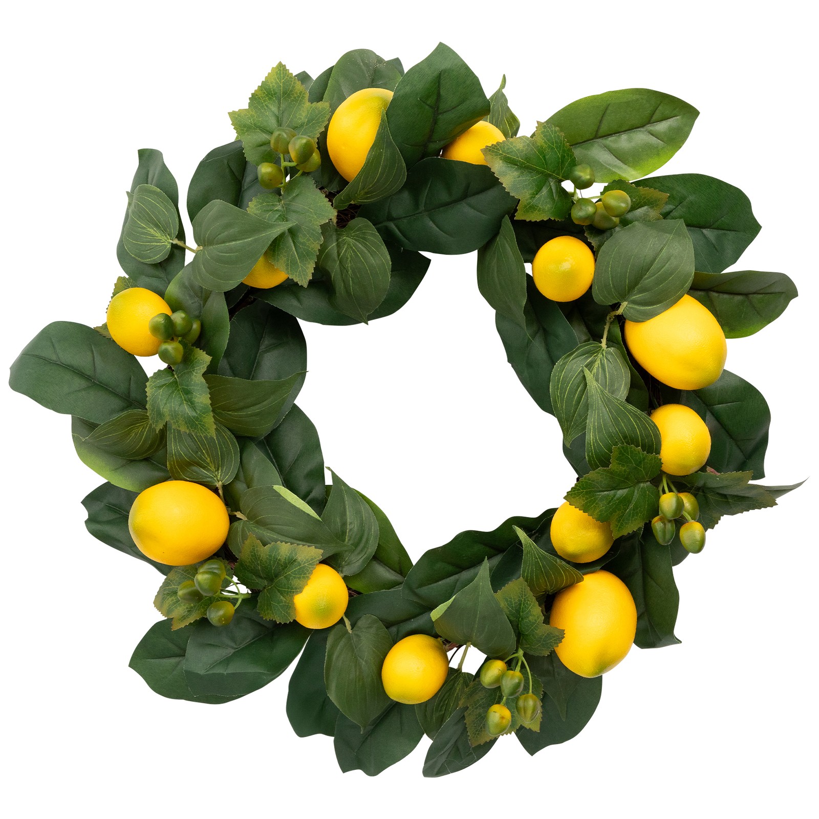 Northlight Lemon and Green Foliage Spring Wreath, 22-Inch