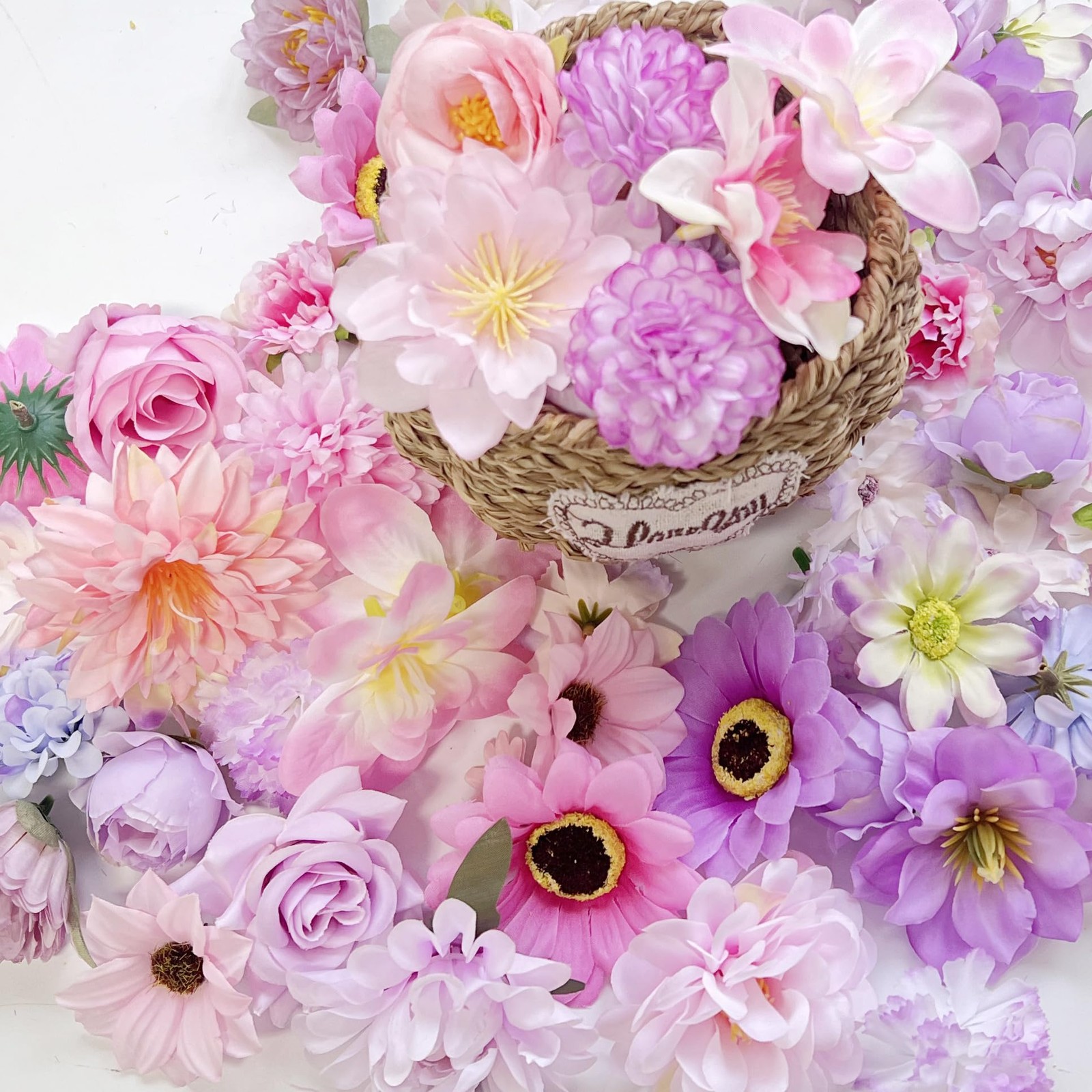 Fake Flowers Heads for Crafts Artificial Pink Purple Flowers Bulk Silk Roses …