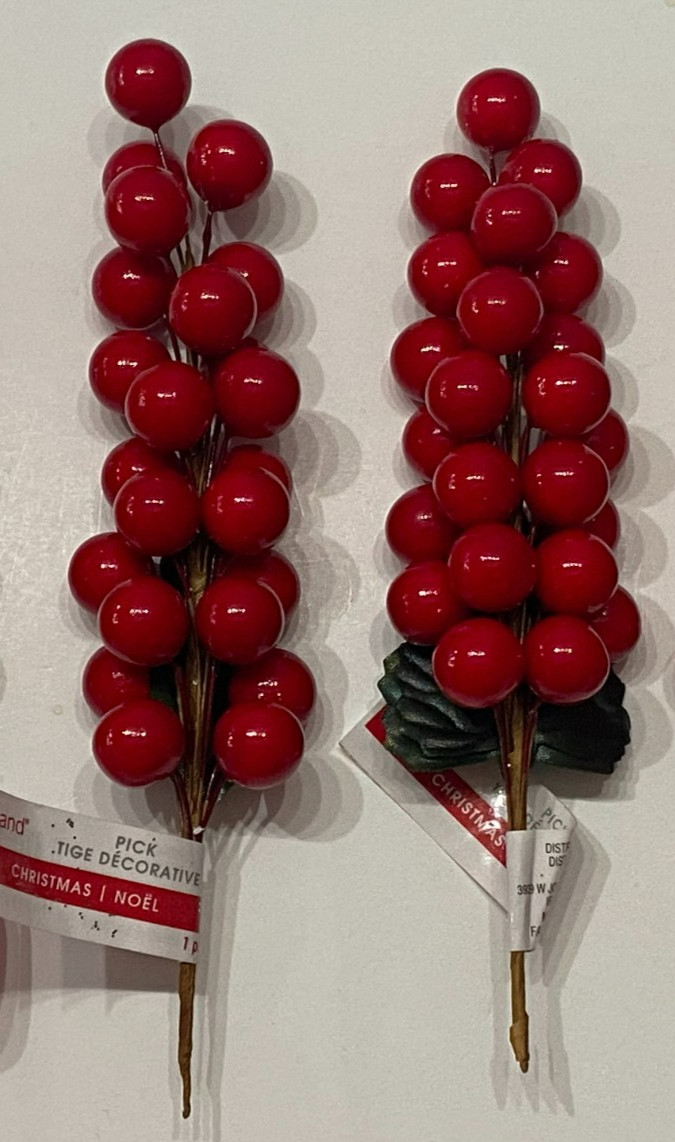 ASHLAND CHRISTMAS RED HOLLY BERRY PICKS TREE CRAFT FLORAL LOT OF 2 FREE SHIP