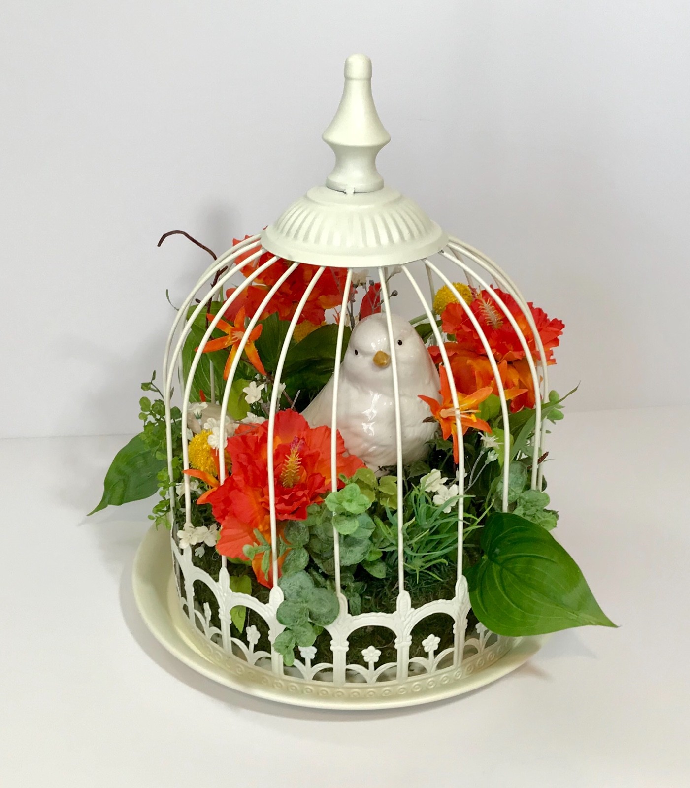BIRD FLORAL BIRD CAGE LRG BIRDCAGE WEDDING CENTERPIECE TABLE DECOR ARRANGEMENT