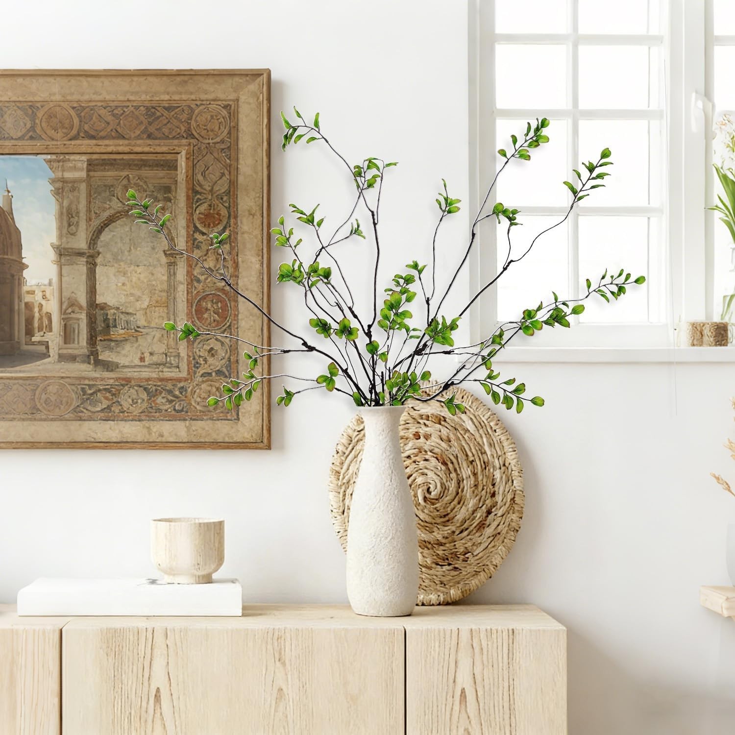 5 Pcs Artificial Ficus Branches for Vase, 38.5 Inch Faux Greenery Stems Reali…