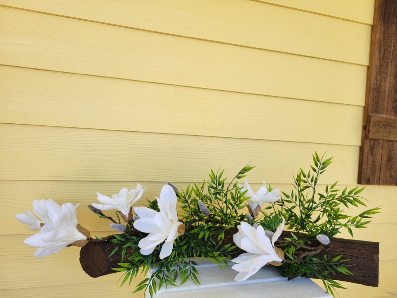 Real Wood Rustic Artificial Flower Arrangement