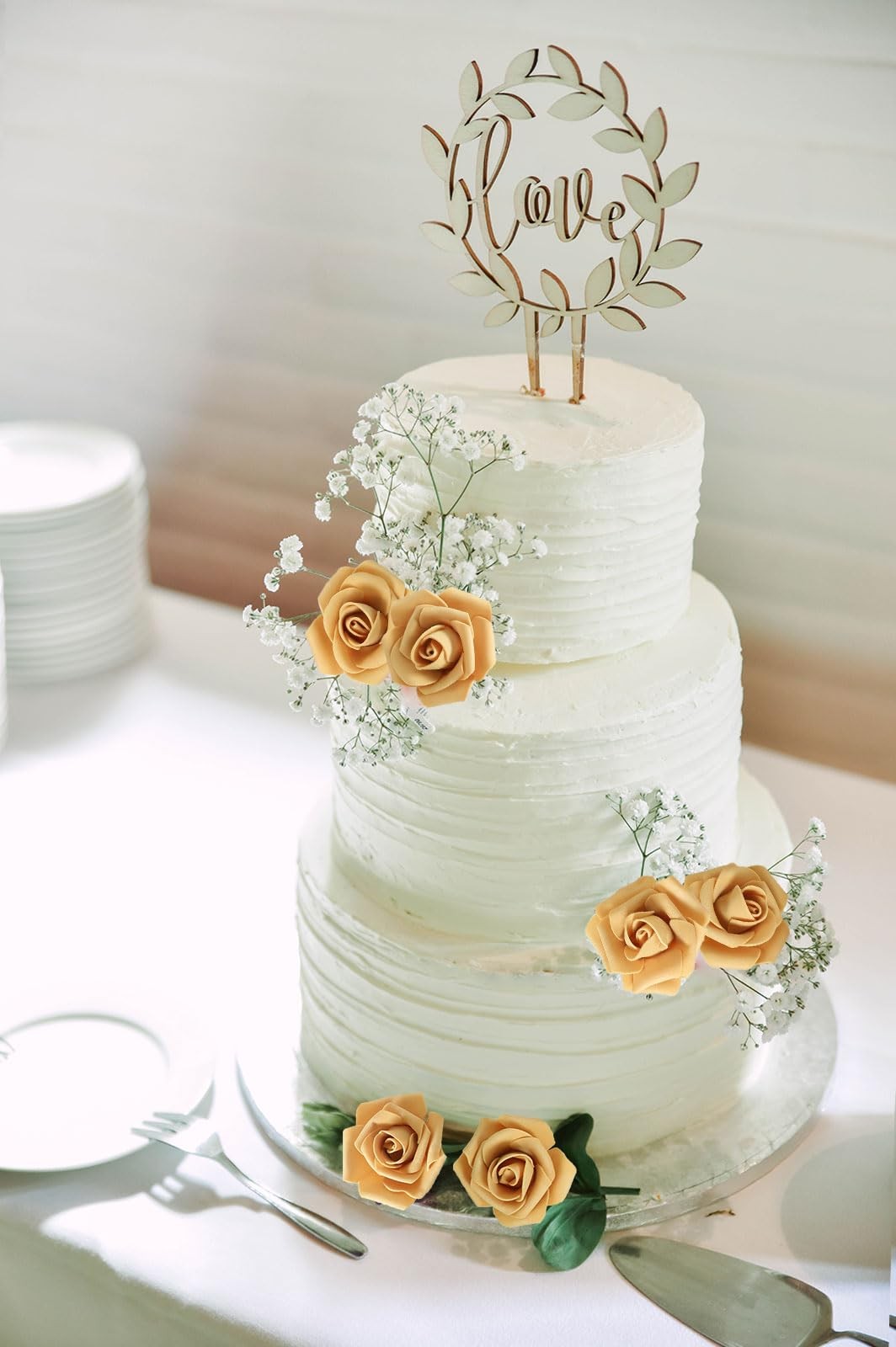 200 PCS Gold Yellow Foam Rose Flower Heads 1.97 Inch DIY Wedding Decoration