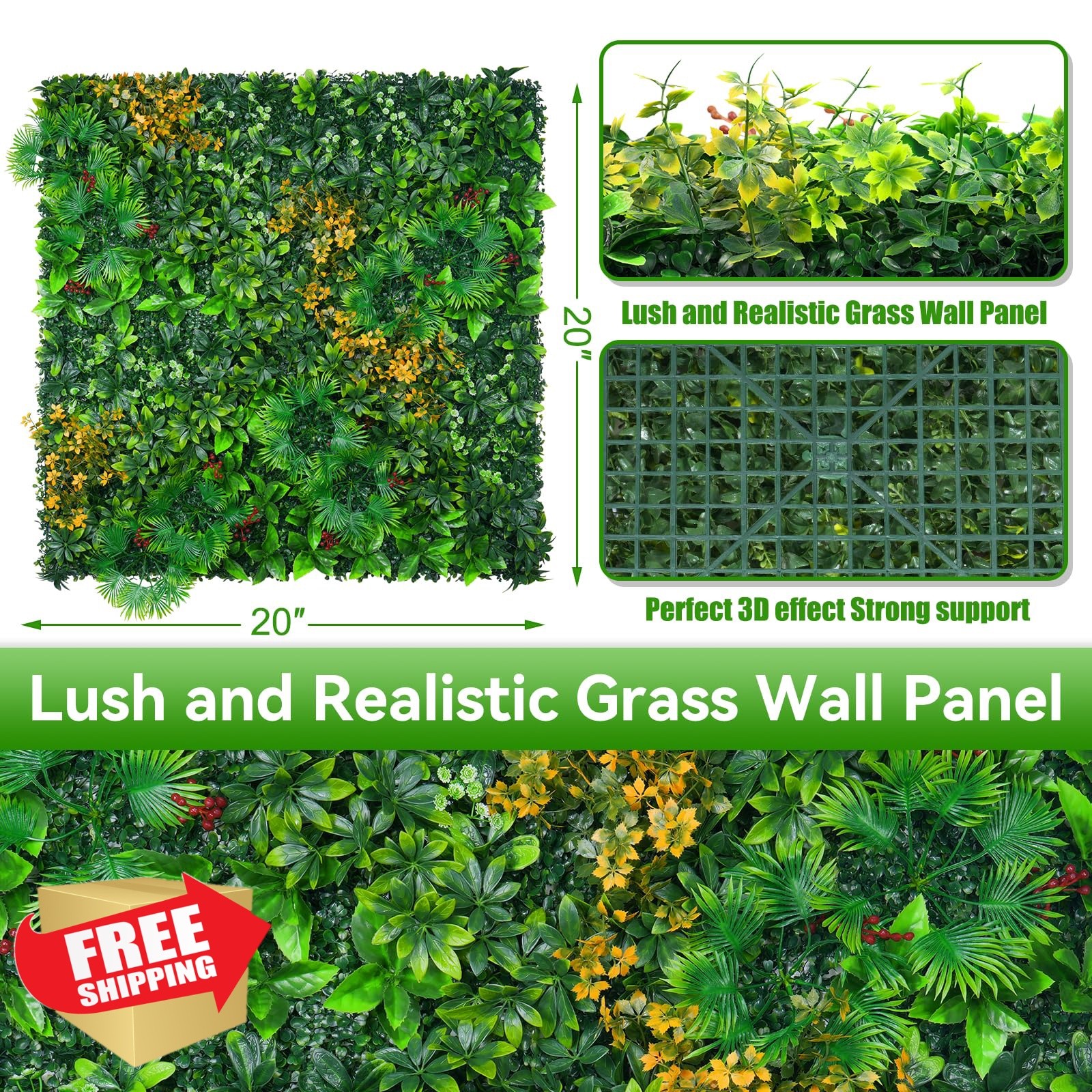 EverNature Grass Wall Panels Tropical 20×20 8pcs