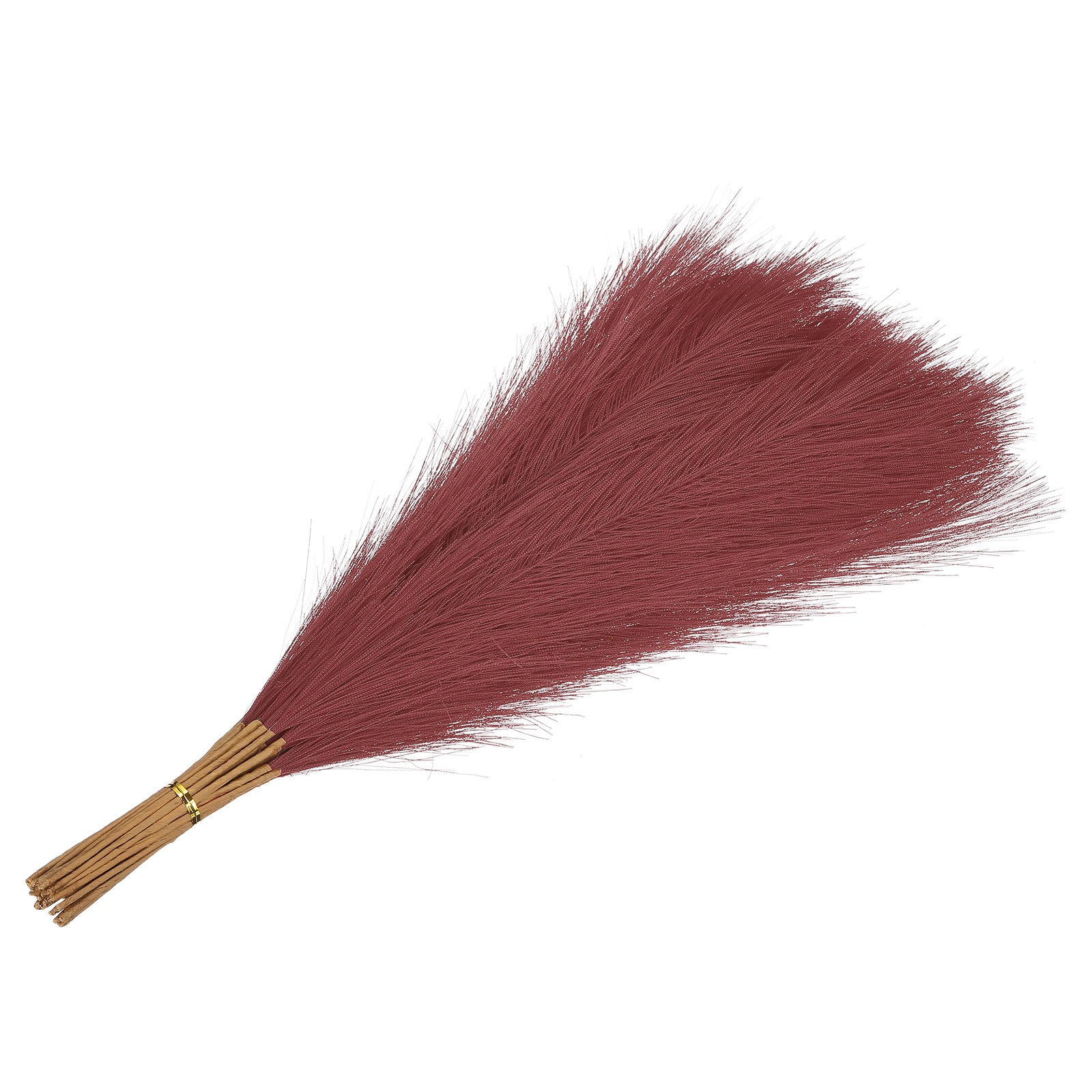 17.7in Pampas Grass Decor 30pcs Artificial Grass Bulk Fluffy Faux Dried Dark Red