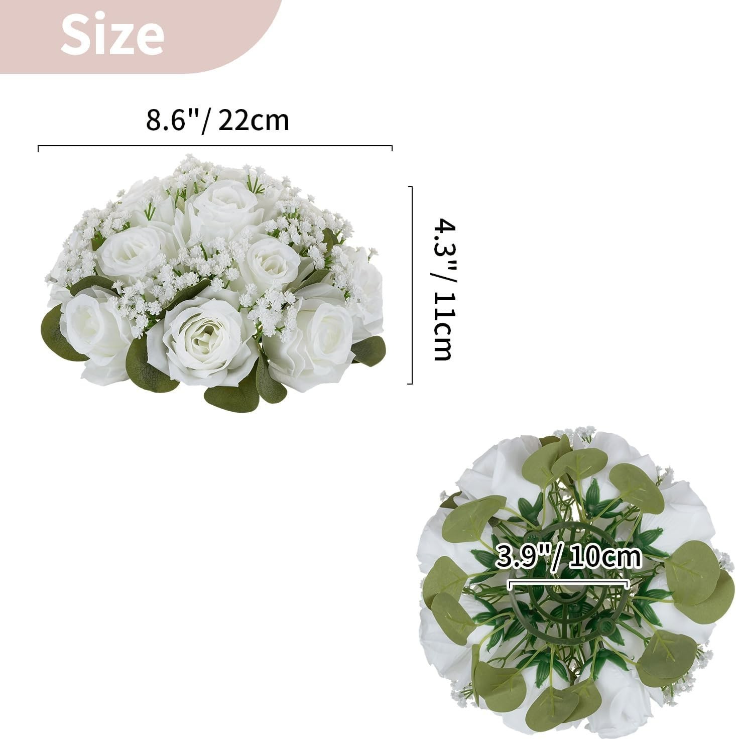NUPTIO 10 Pieces White Fake Flower Ball Arrangement Bouquet 15 Heads Plastic …