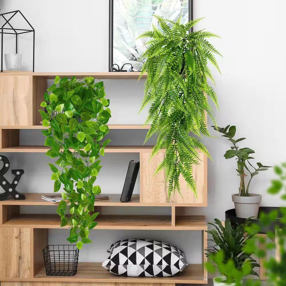 43.3 In. Green Artificial Hanging Eucalyptus Plants in Pot, Fake Potted Greenery