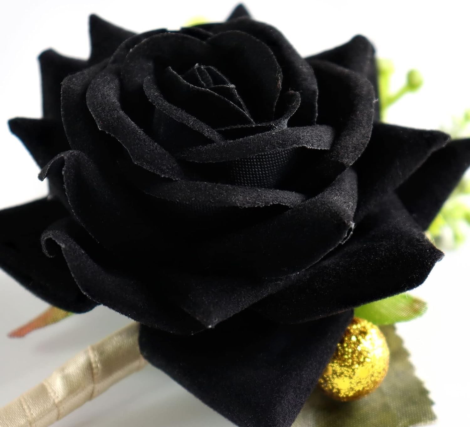 Black Corsage and Boutonniere Set Artificial Rose Flower Wedding Wrist Corsag…