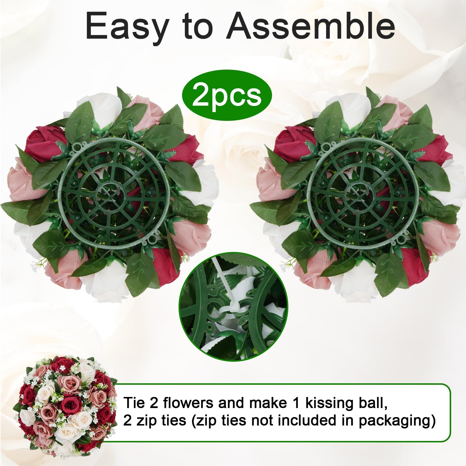 2 Pcs Flower Centerpieces for Wedding Tables, 12.6in Dusty Rose Flower Balls …