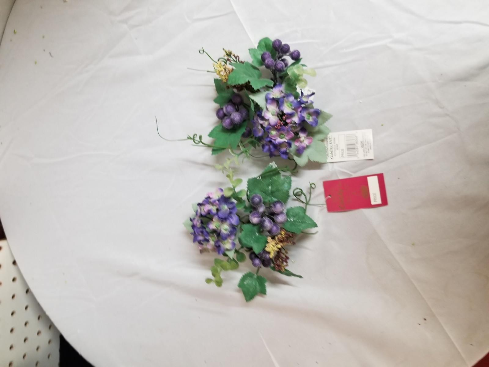 2 Vintage Purple Hydrangeas And Berries 1 Inch Candle Rings NWT From Oddities…