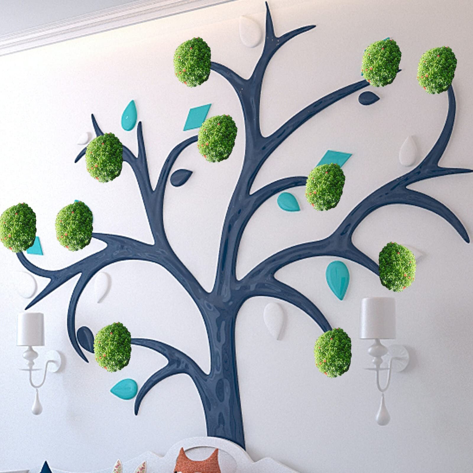 6-Pack Artificial Plant Topiary Ball Support Rack Faux Green Flower Arrangeme…