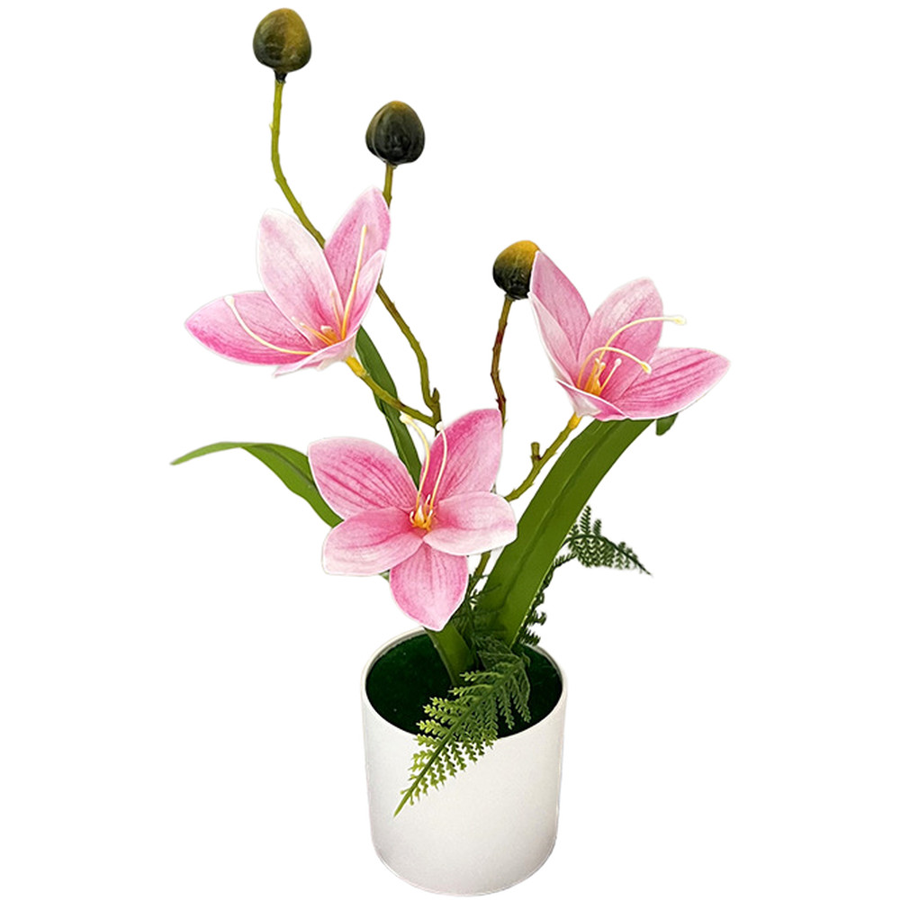 Plastic Artificial Magnolia Bonsai Flower White Pink Red Spots Yellow 8 8 31 cm