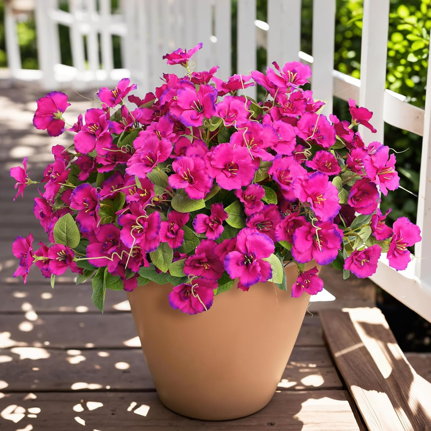 8 Bundles Artificial Hibiscus Flowers for Outdoors Decoration, Faux Silk Flowers