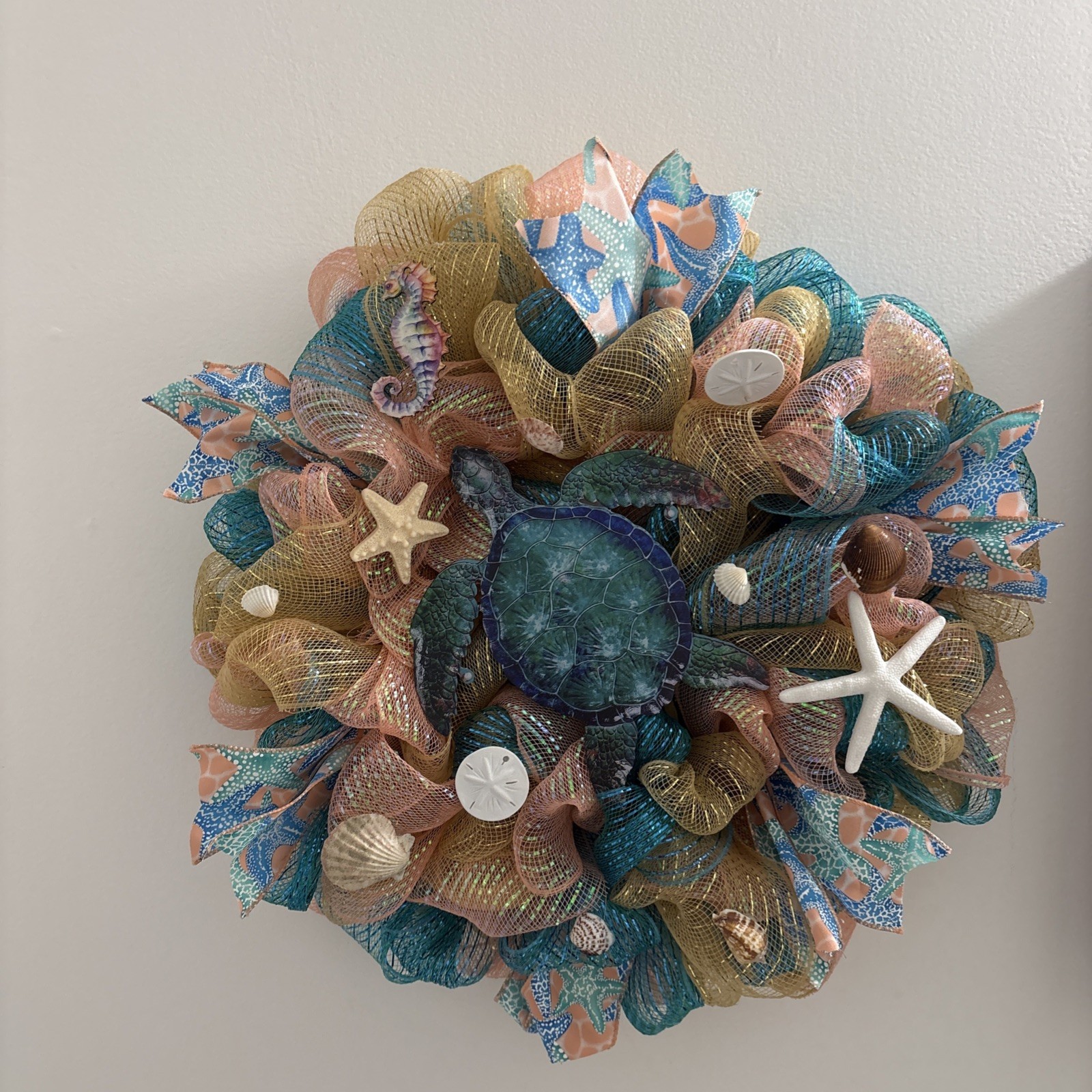 Sea Turtle Door Wreath New Handmade 18”