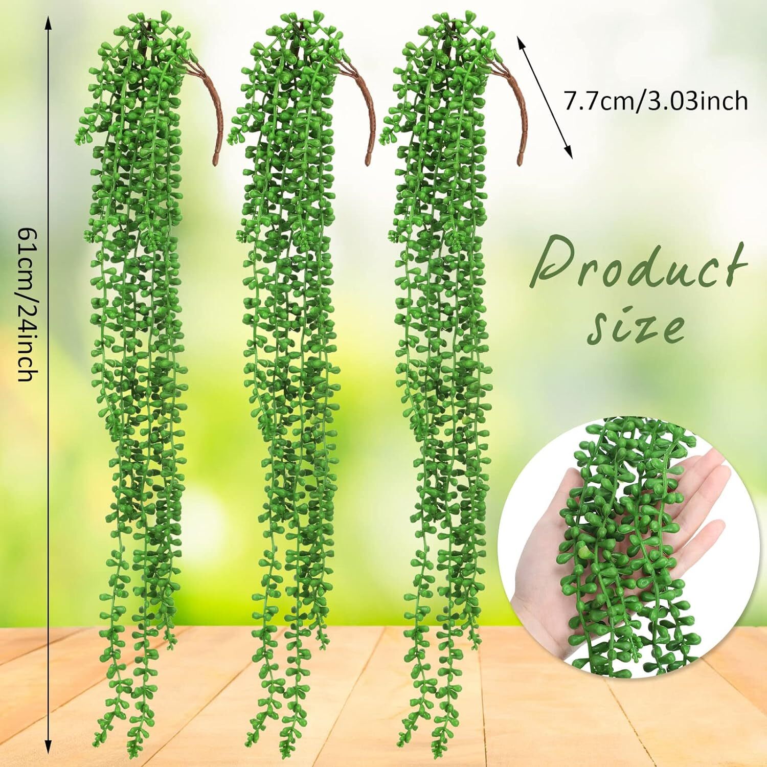 Artificial Succulents Bulk Hanging Plants 24 Inches Large Fake String of Pearls
