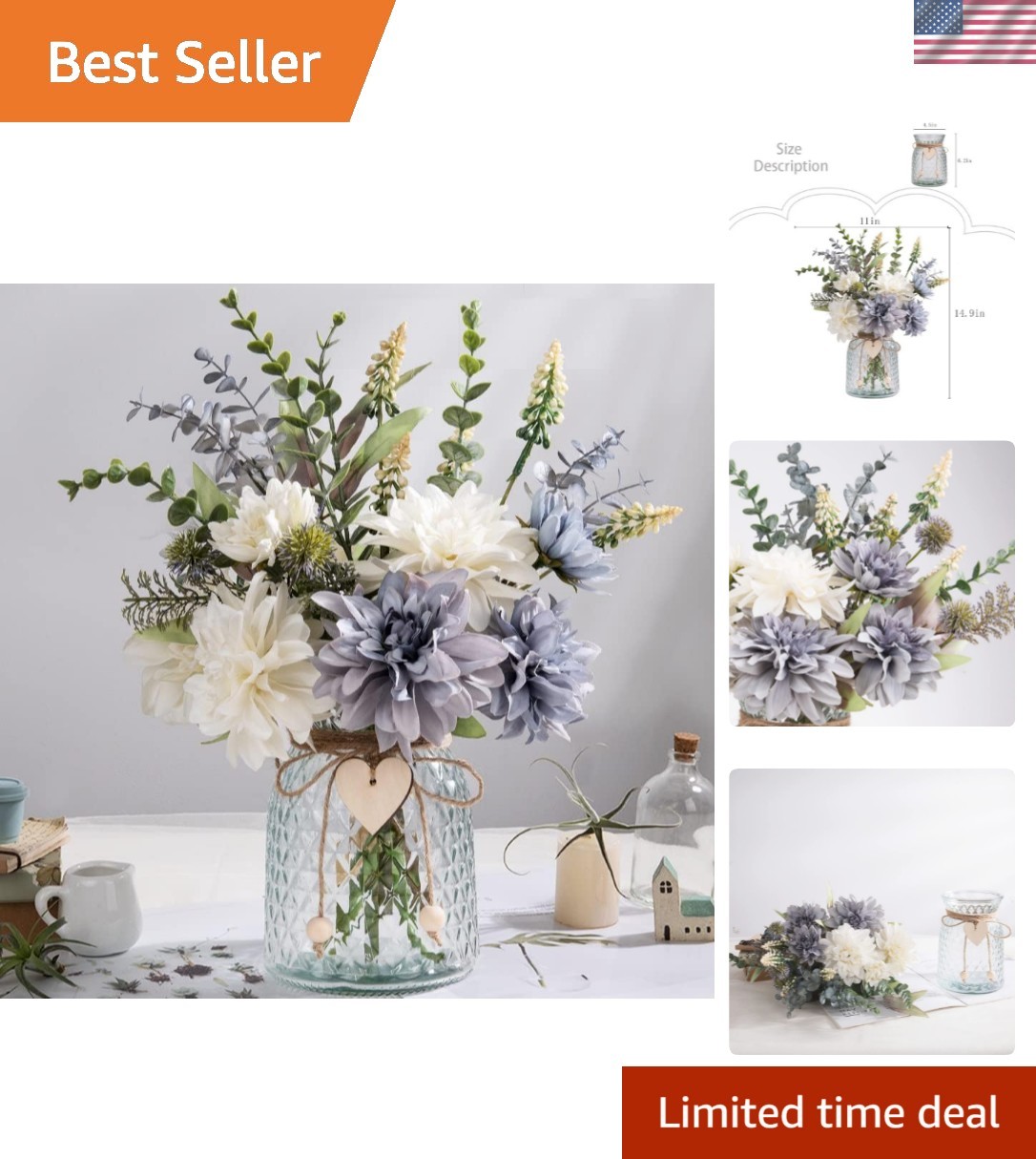 Luxurious Silk Flower Arrangement with Greenery in High-Quality Glass Vase