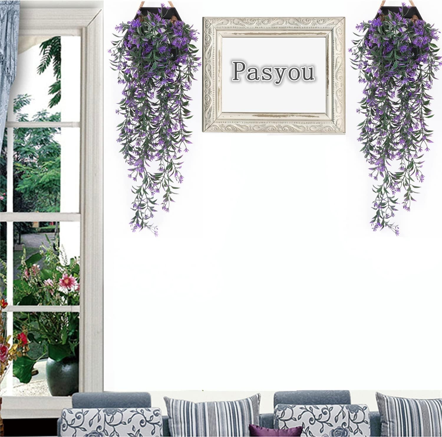 Artificial Ivy Vine Plastic Plants 4 Pack – Purple Foliage Leaves