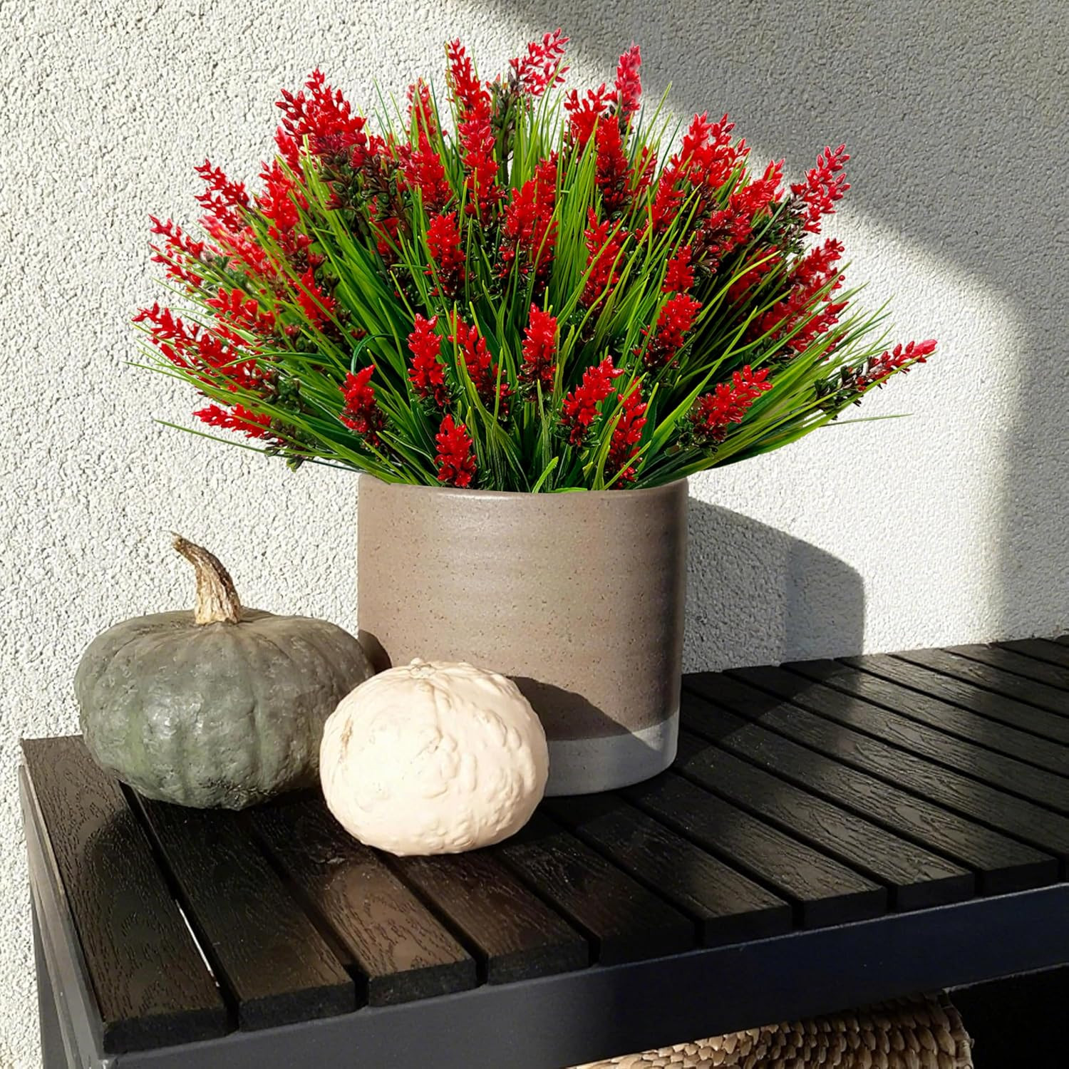 12 Bundles Artificial Plants Outdoor Fake Monkey Grass, UV Resistant Faux Plants