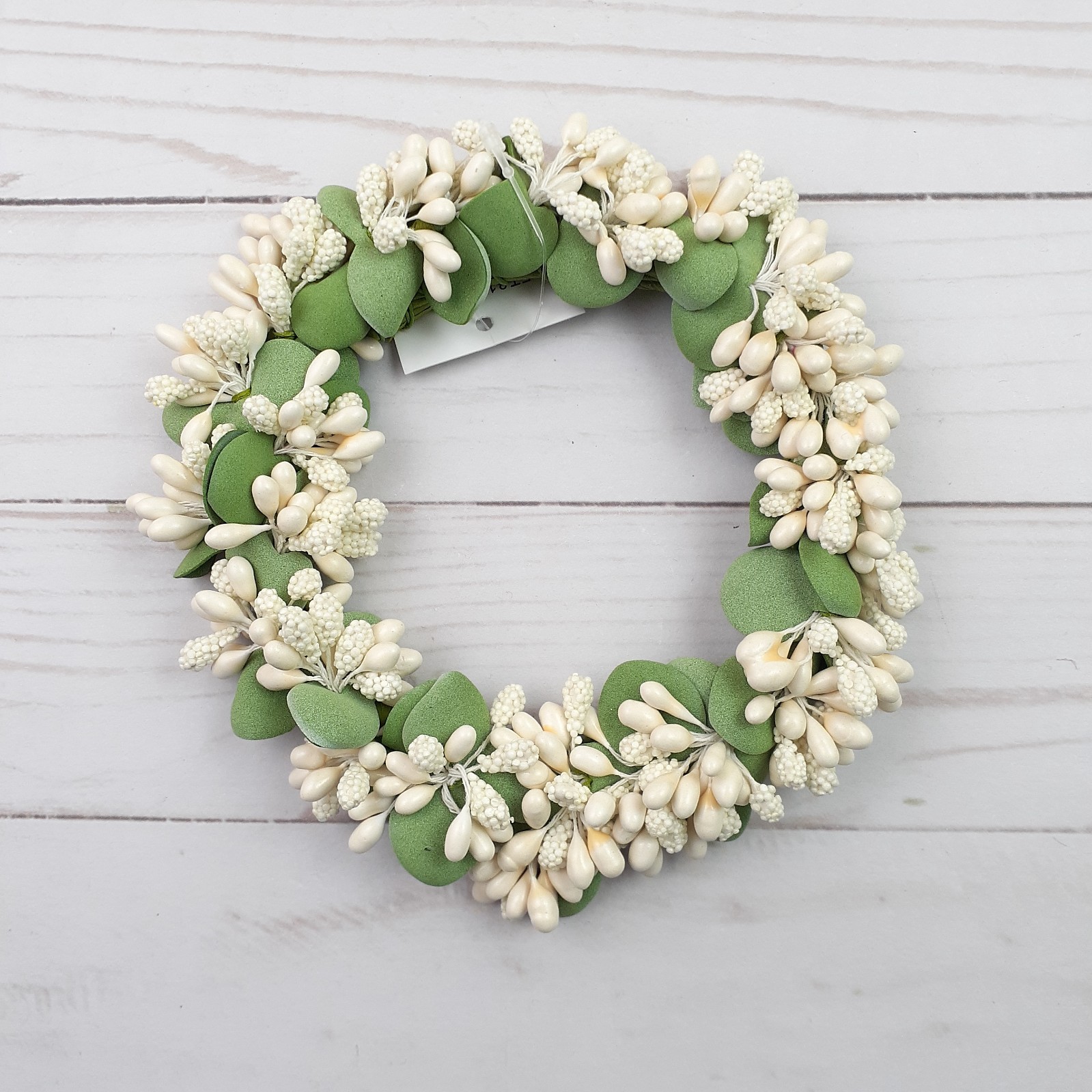 Ivory Pip and Millet Berry Candle Ring Green Leaves 3.5 inch inside
