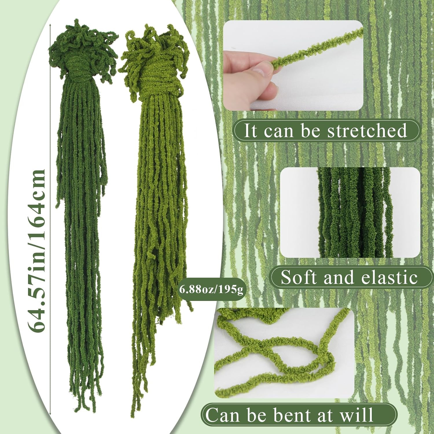 60 Pcs Hanging Moss Vines Faux Moss Garland for Decorating Plants Artificial