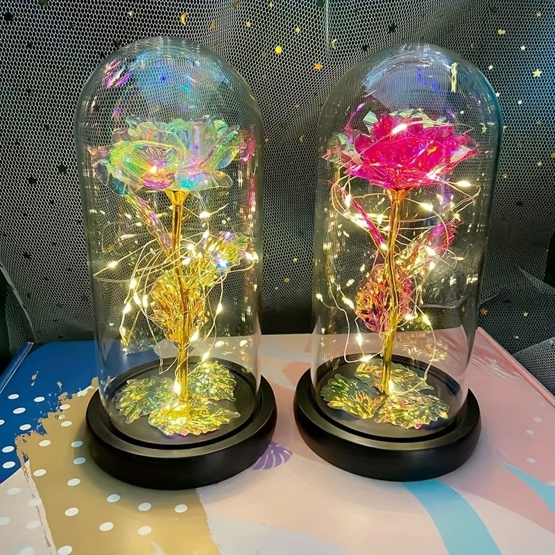 Valentine’s Day Gift for Girlfriend, Eternal Rose LED Foil Flower On Glass Cover