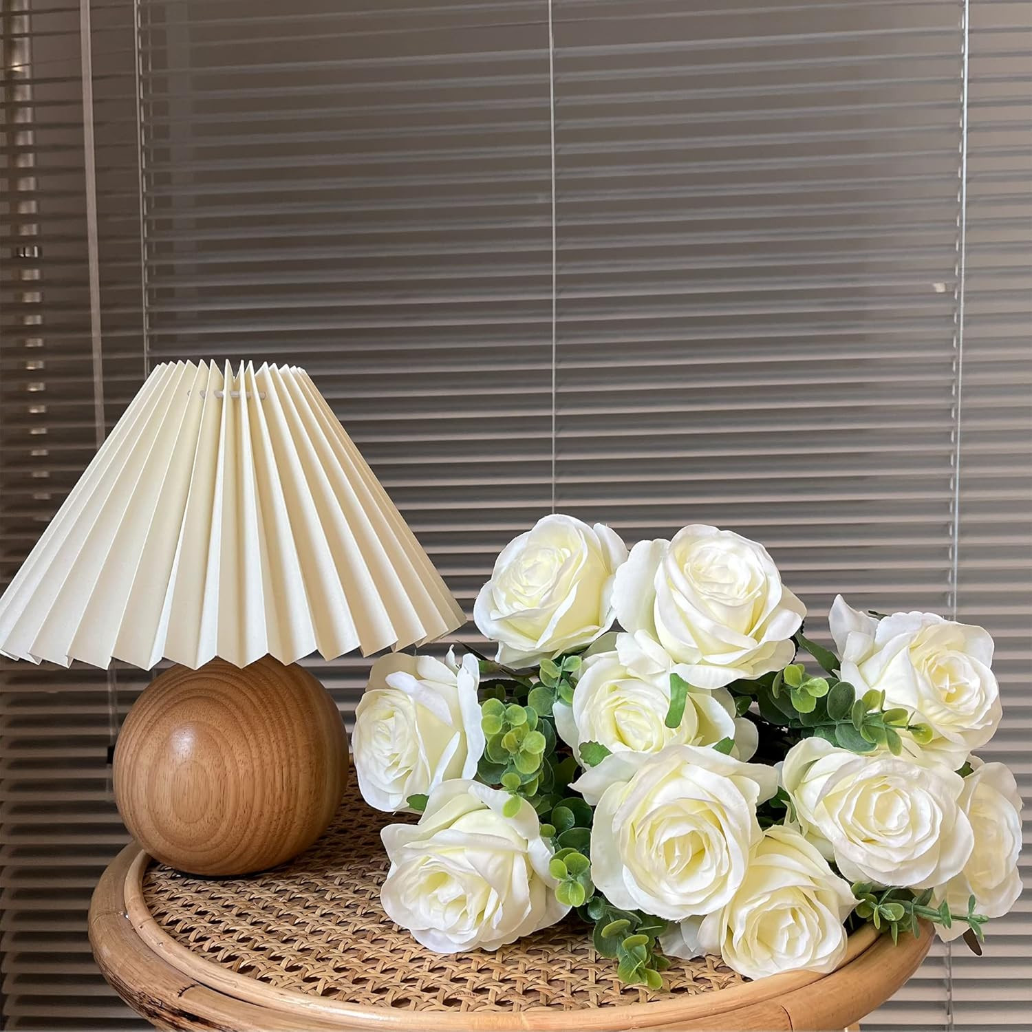 Artificial Silk Rose Flower Bouquet Lifelike White Fake Rose for Wedding Home Pa