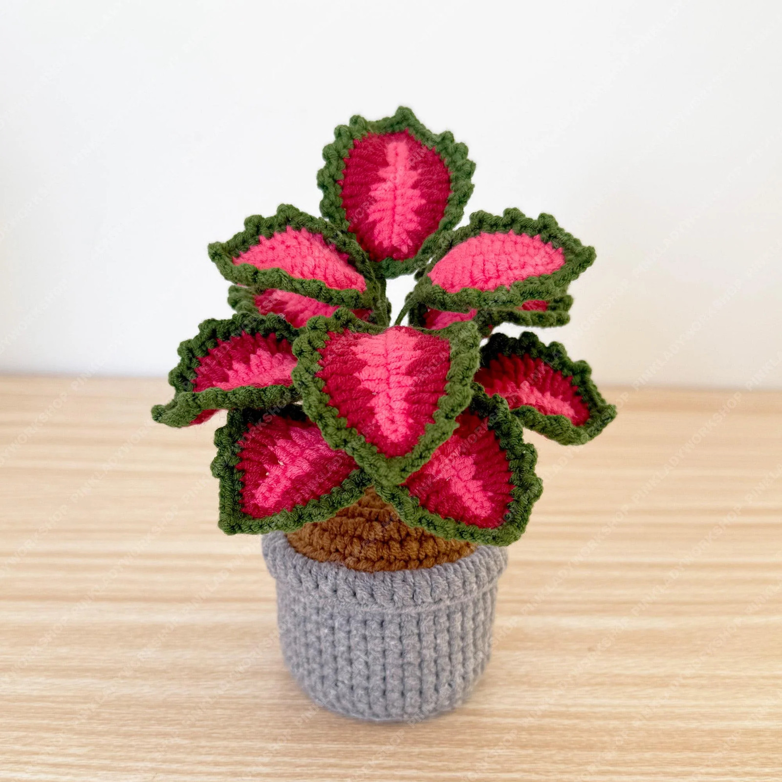 Crochet Coleus Plant | Handmade Red & Green Fiber Art Decor