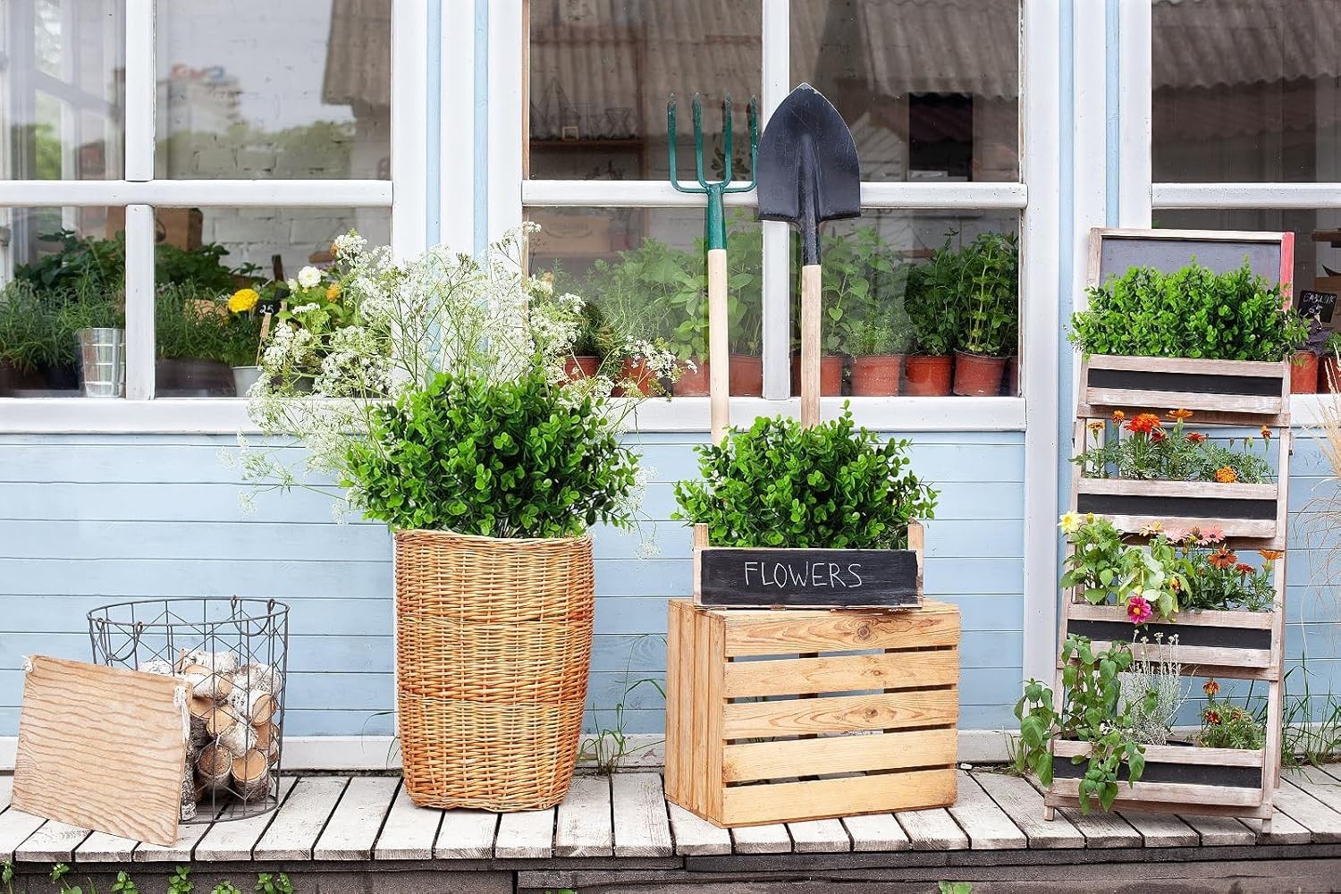 Artificial Boxwood Bushes 8 Pcs Faux Greenery Stems for Outdoor Indoor Decor