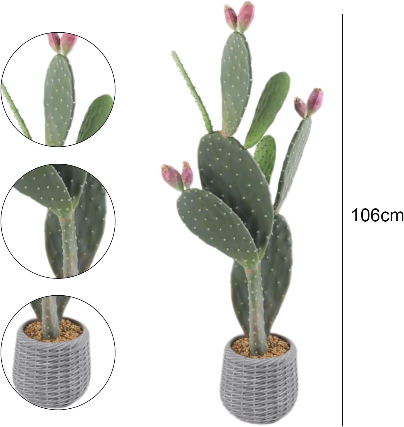 Artificial Cactus Potted Plant 42″ Fake Big Cactus Faux Desert Cacti Saguaro