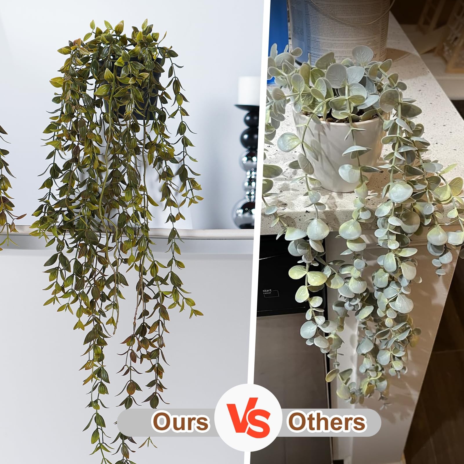 Artificial Hanging Plant 2 Pcs Faux Plant Ivy Vine Faux Eucalyptus Vines Fake…