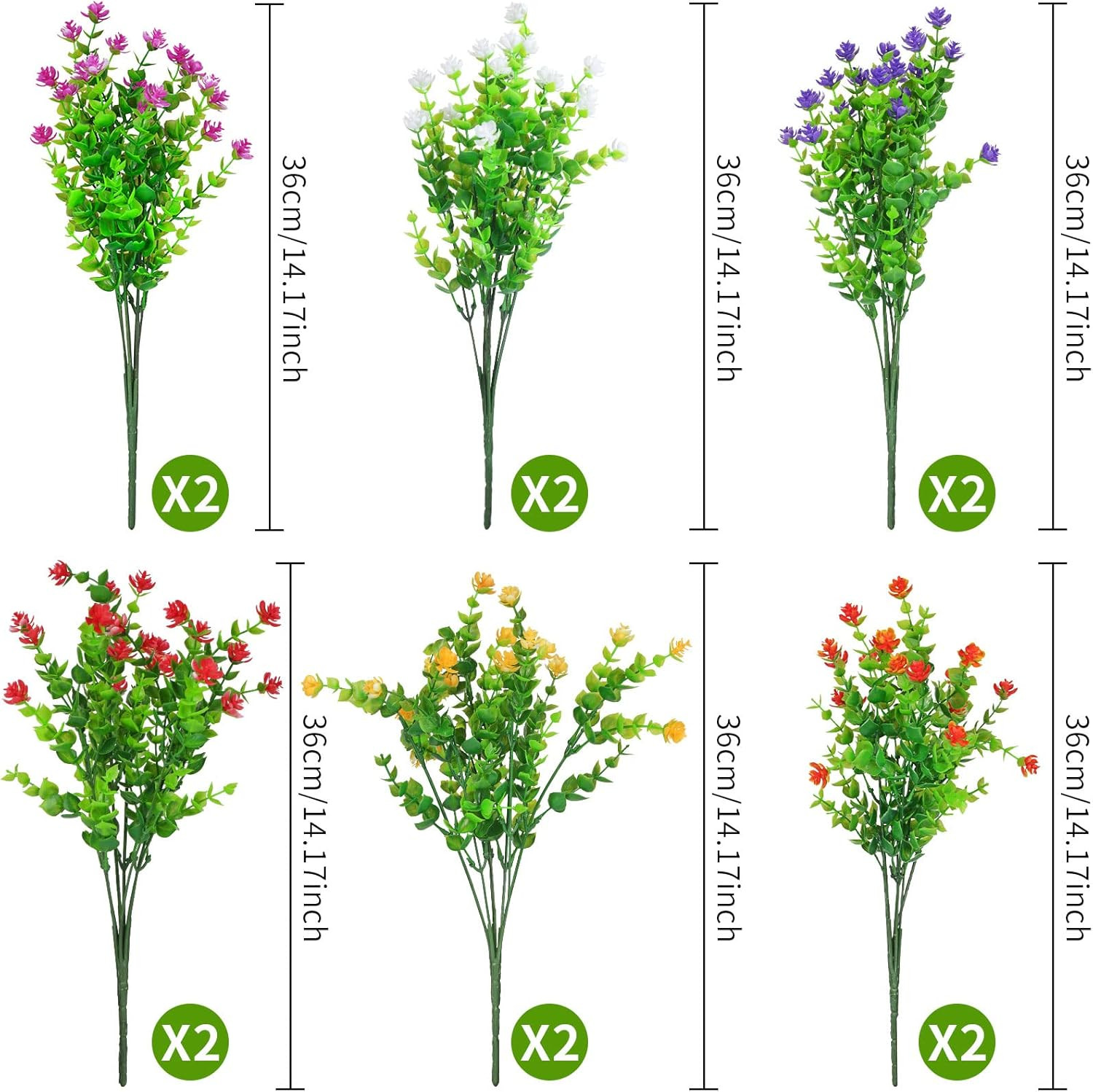 12 Bundle Artificial Flowers for Outdoor UV Resistant Plants, Fall Faux Flowers