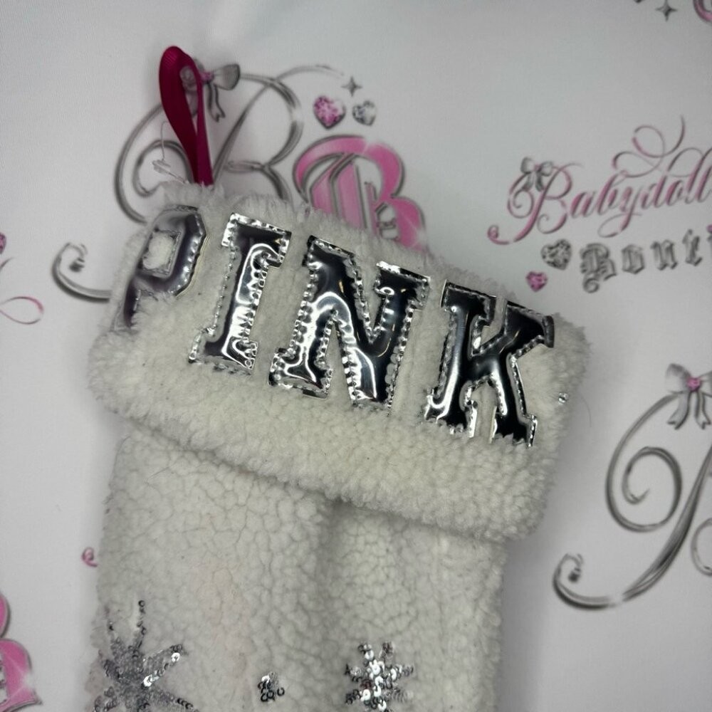 Victoria secret pink stocking Christmas Sherpa 2019 bling diamonds dog rare Xmas