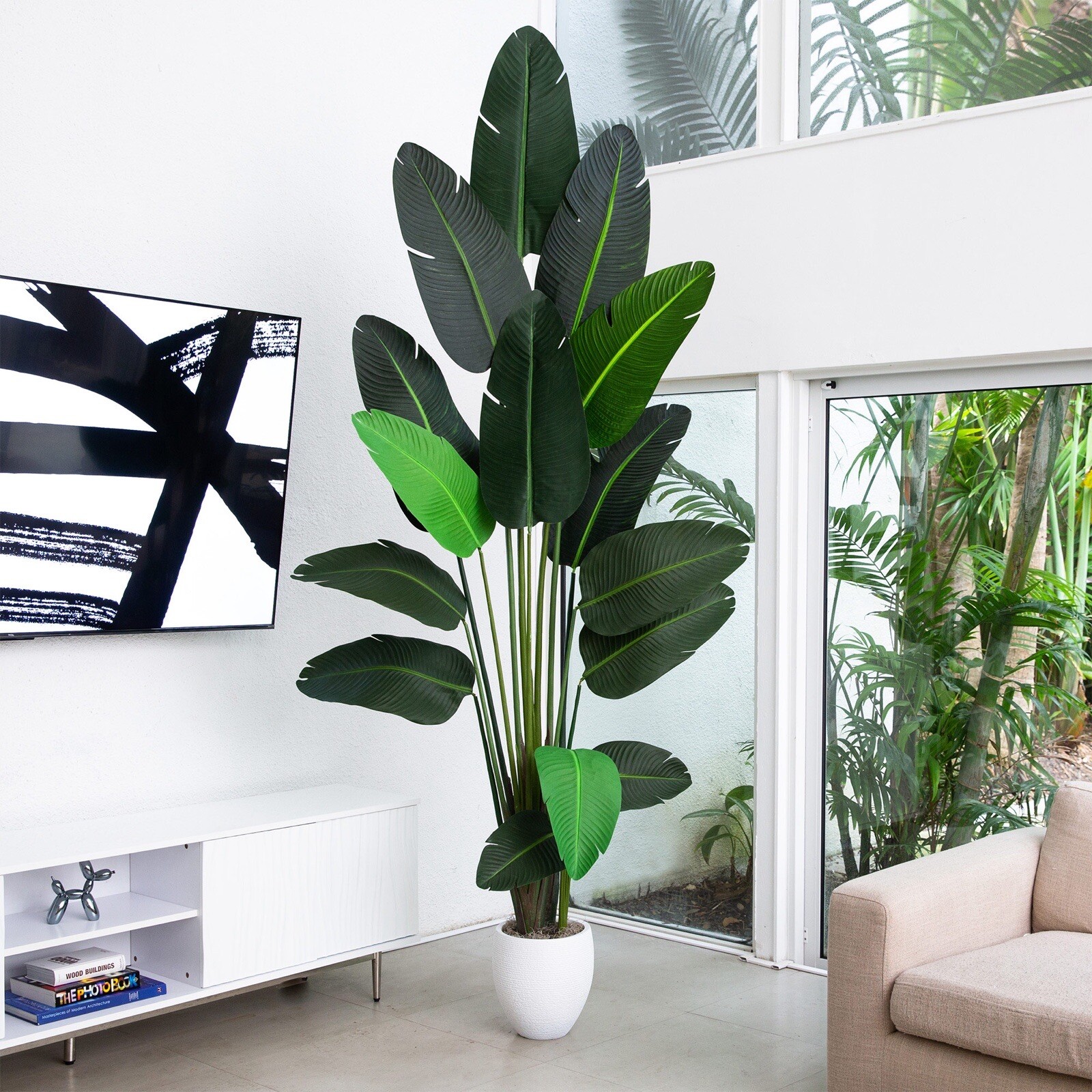 9’ Artificial Travelers Palm Tree Home Office Decor (Real Touch). Retail $324