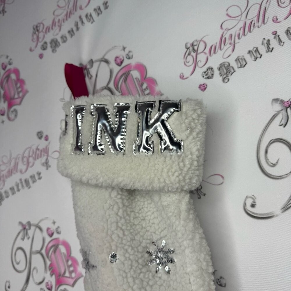 Victoria secret pink stocking Christmas Sherpa 2019 bling diamonds dog rare Xmas