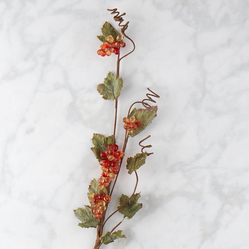 Group of 2 Orange Artificial Grape Cluster 32″ Floral Stems