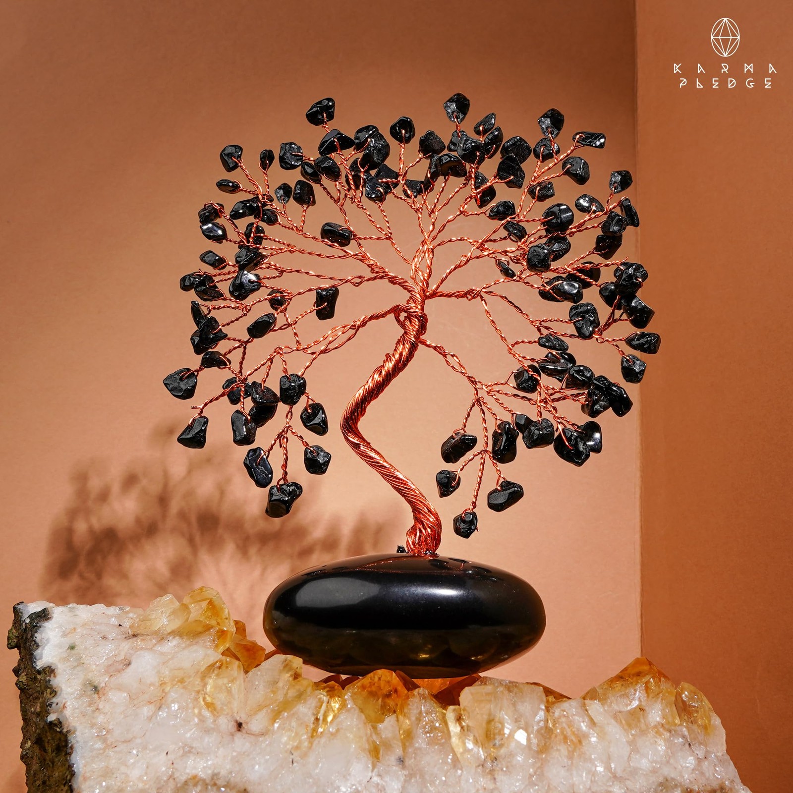 Black Obsidian Crystal Tree of Life Gifts for Women, Home and Office Desk Dec…