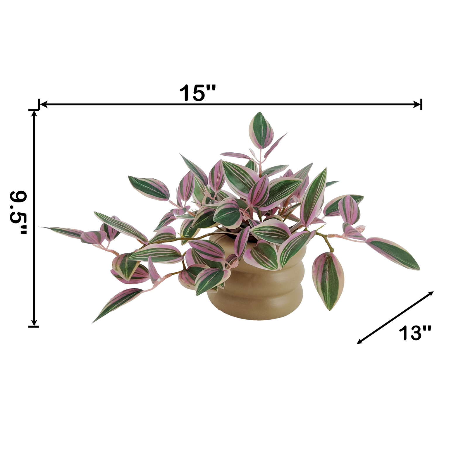 Mainstays Artificial Variegated Zebrina Plant, 9.5″, Pink/Green