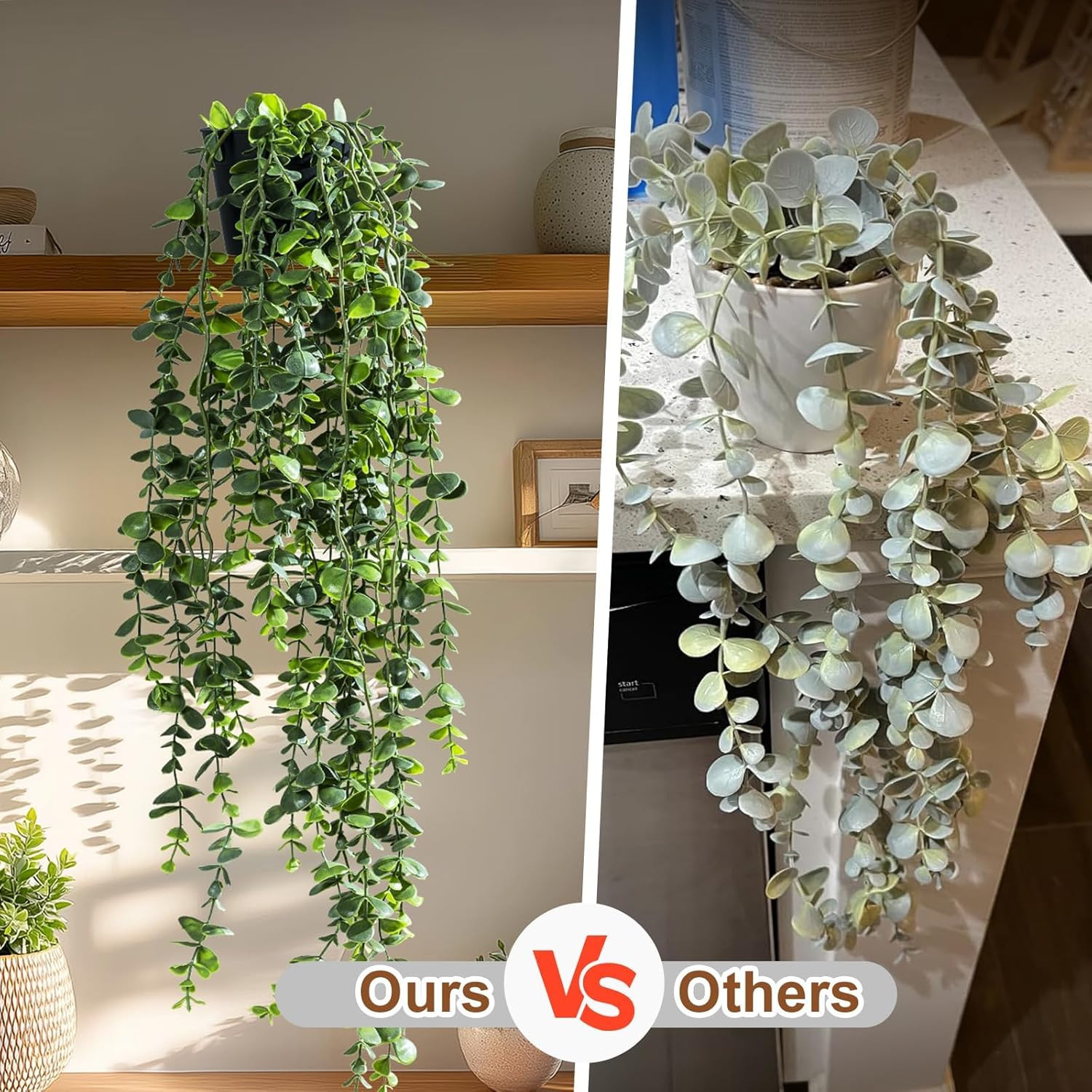 Artificial Hanging Plant 2 Pcs Faux Plant Ivy Vine Faux Eucalyptus Vines Fake Po