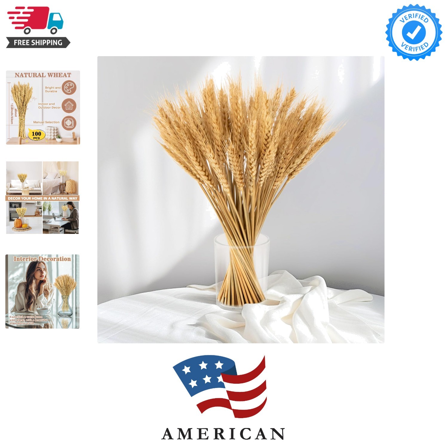 Sukh 100 Stems Dried Wheat Stalks for Decor Sheaves Grass Natural Golden