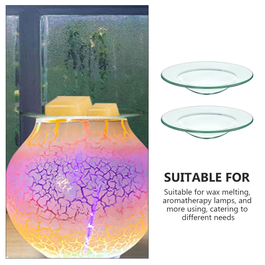 2Pcs Reusable Glass Wax Melt Plates for Candle Warmers Transparent and Sturdy