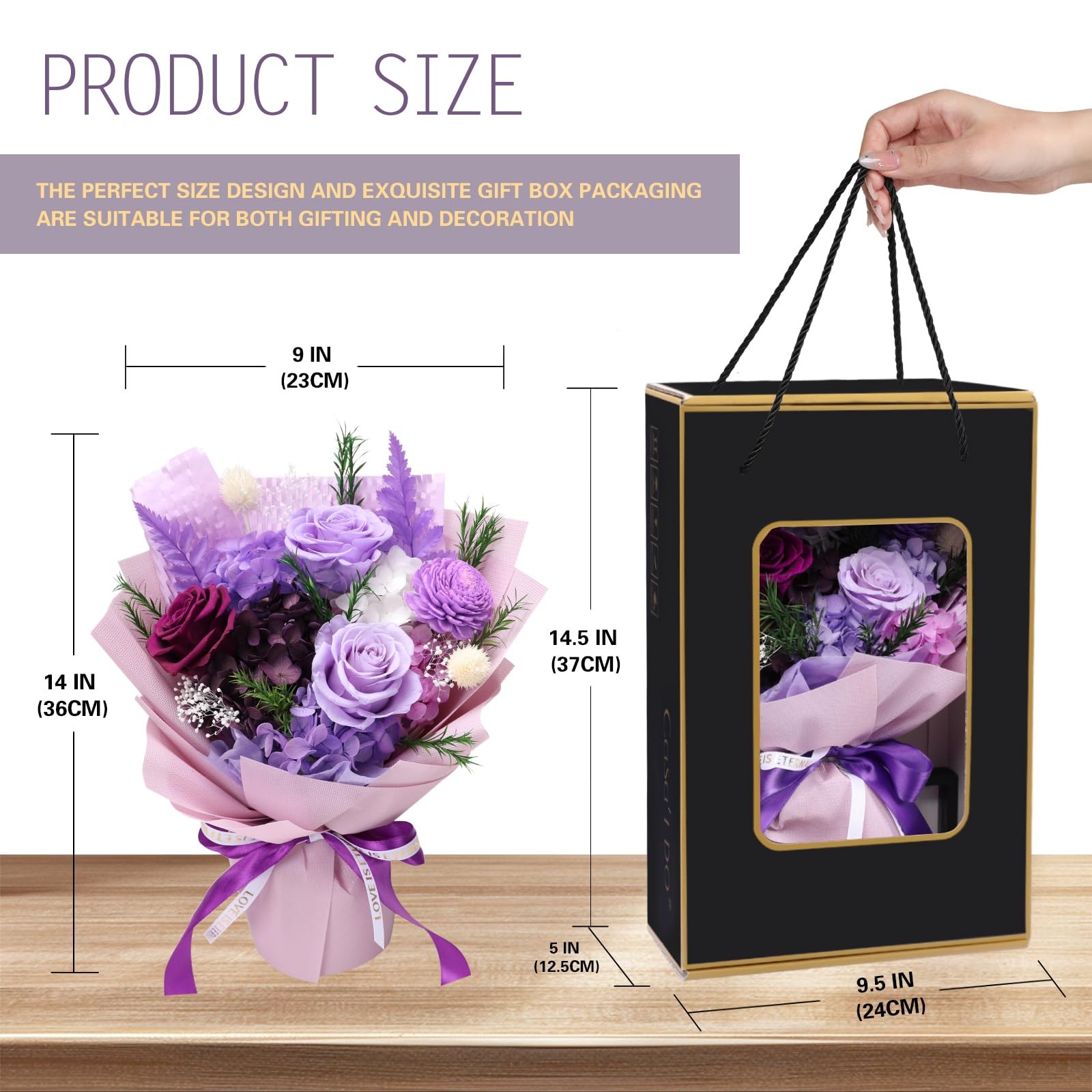 Preserved Flowers for Delivery, Mothers Day Purple Flower Bouquets with Neckl…