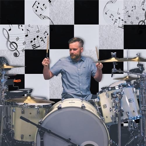 Acoustic Panels 12x12x0.4-In Polyester Sound Absorbing White 18Pk Studio