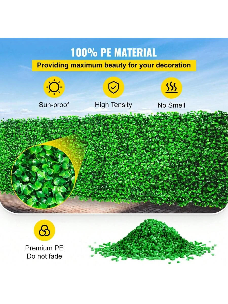 48pcs 10X10in Artificial Boxwood Panel UV Hedge Wall Fake Grass
