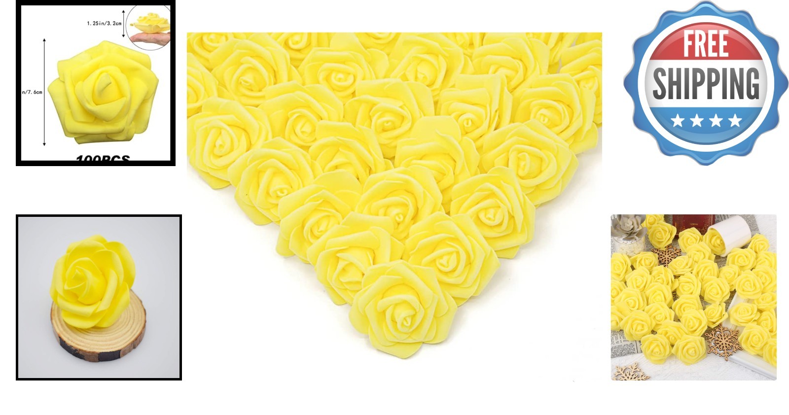 Versatile 100 Pcs Yellow Foam Roses – Ideal for Weddings, Parties & Centerpieces