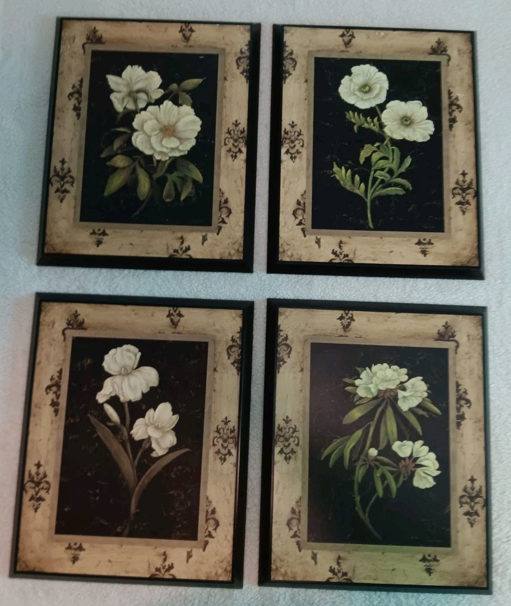 4 Piece Large Wall Art 17″L × 21″H Beautiful Framed Floral Art Work