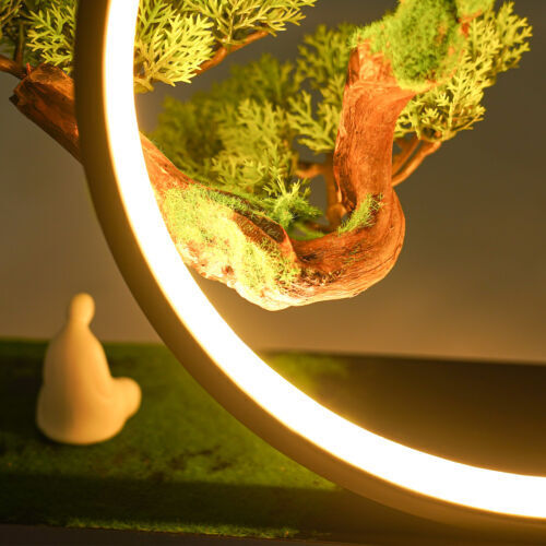 Zen Artificial Pine Tree with Lamp Rings Decoration for Backflow Incense 110V