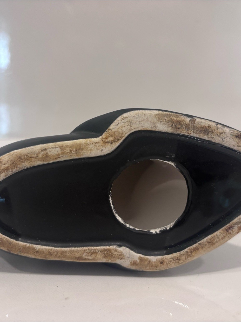Vintage Mid-Century Modern Abstract Swan Ceramic Sculpture Blue Black MCM Decor